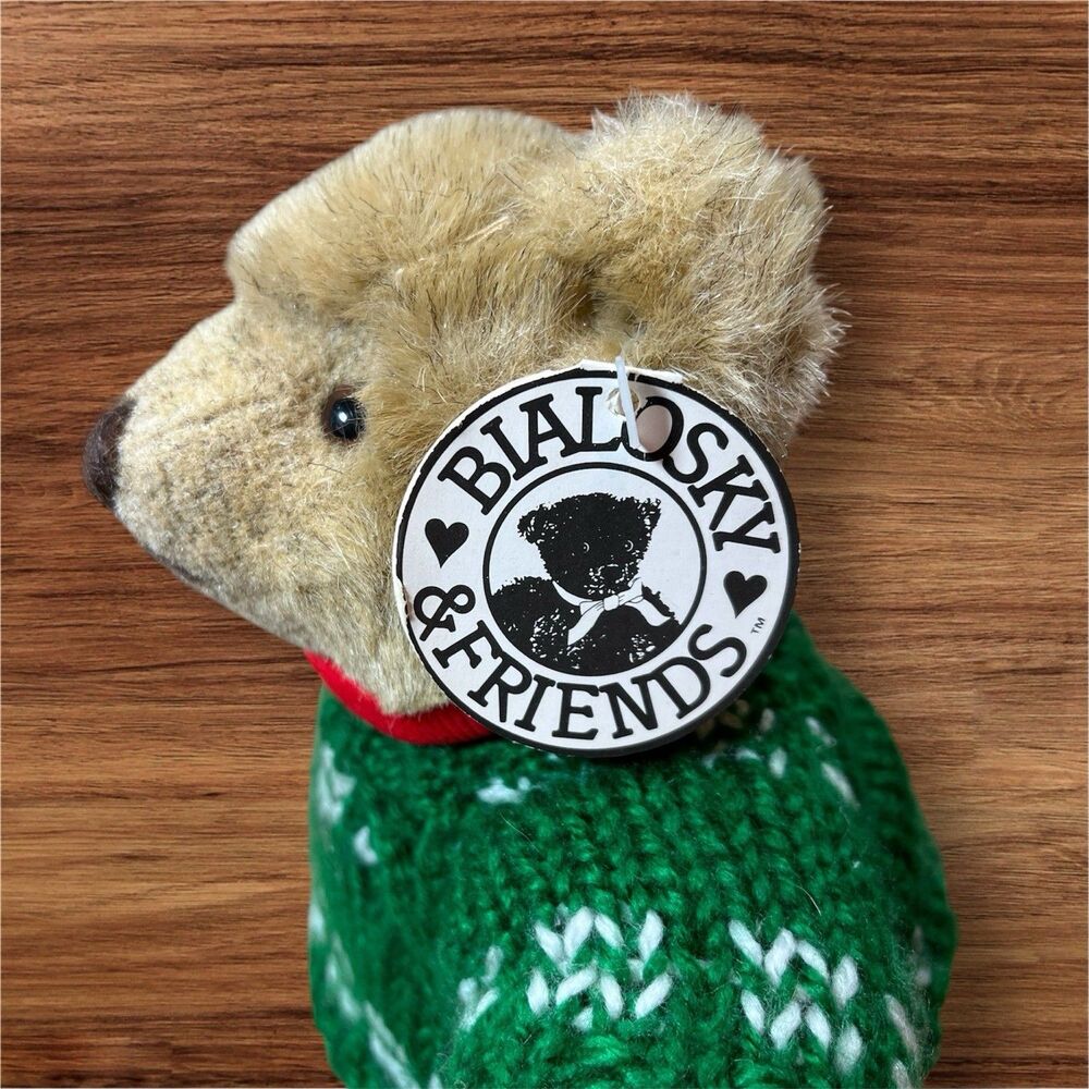 Vintage 1982 Gund Bialosky Christmas Sweater 11" Jointed Bear Christmas w/Tags - Picture 4 of 6
